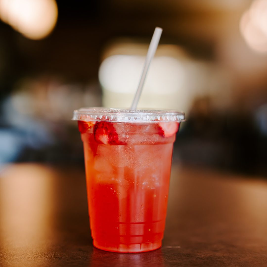 An iced strawberry lemonade