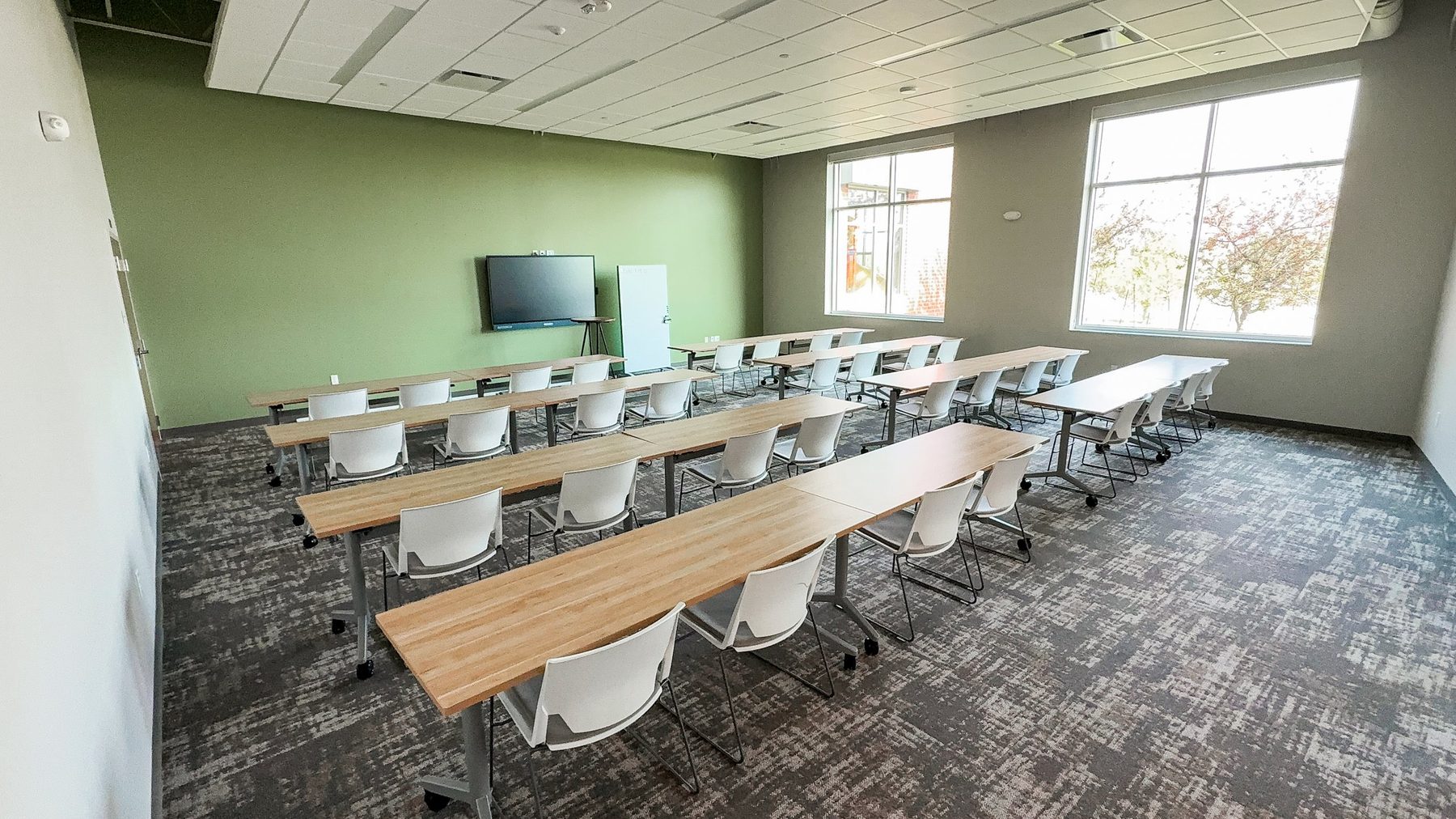 The Cole Summit Room set with training tables