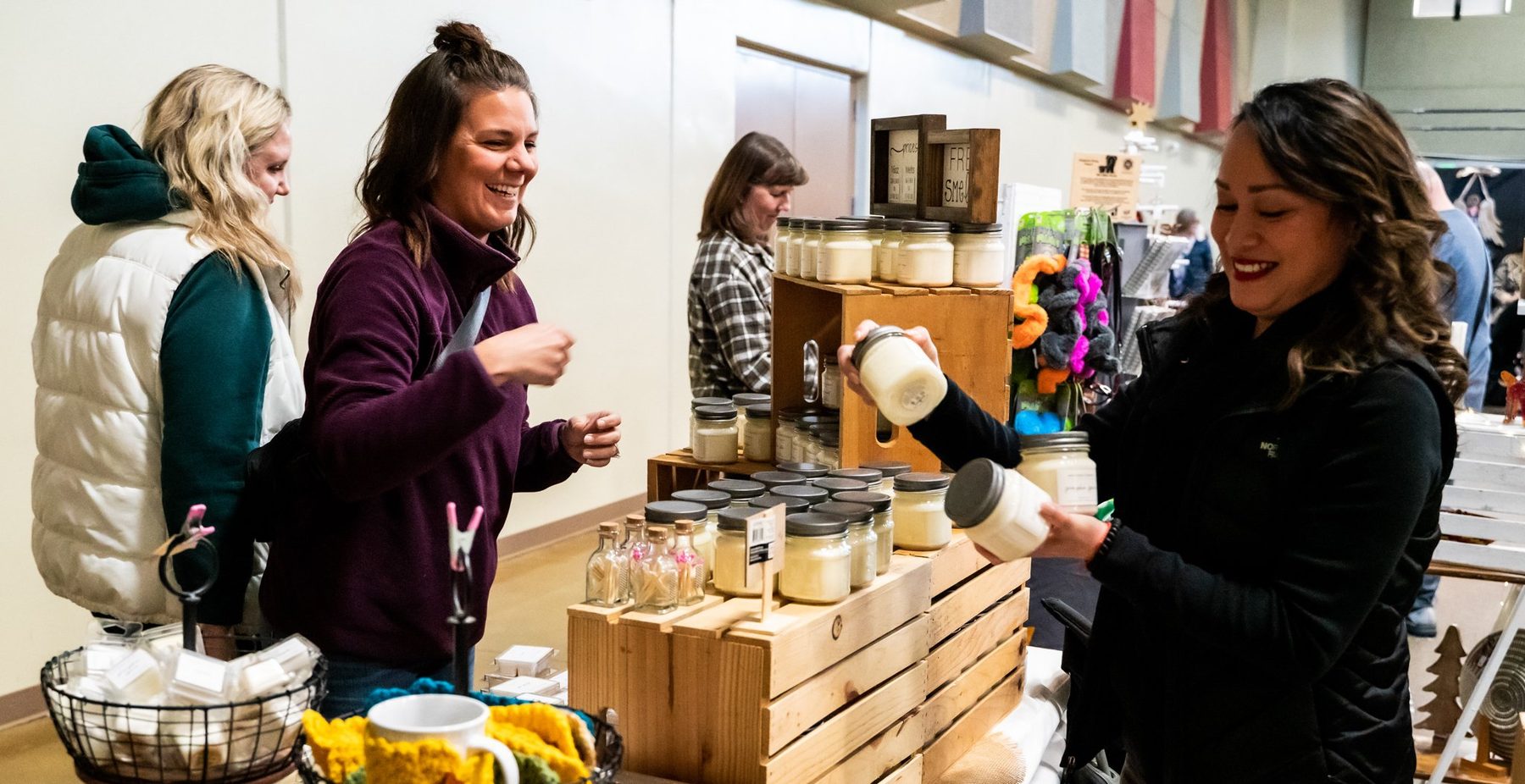 Vendors and shoppers at the Local Holiday Makers Market