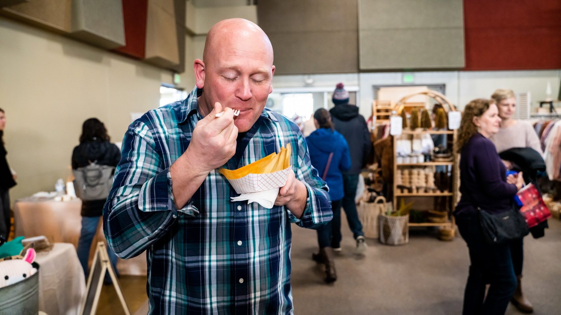 Vendors and shoppers at the Local Holiday Makers Market